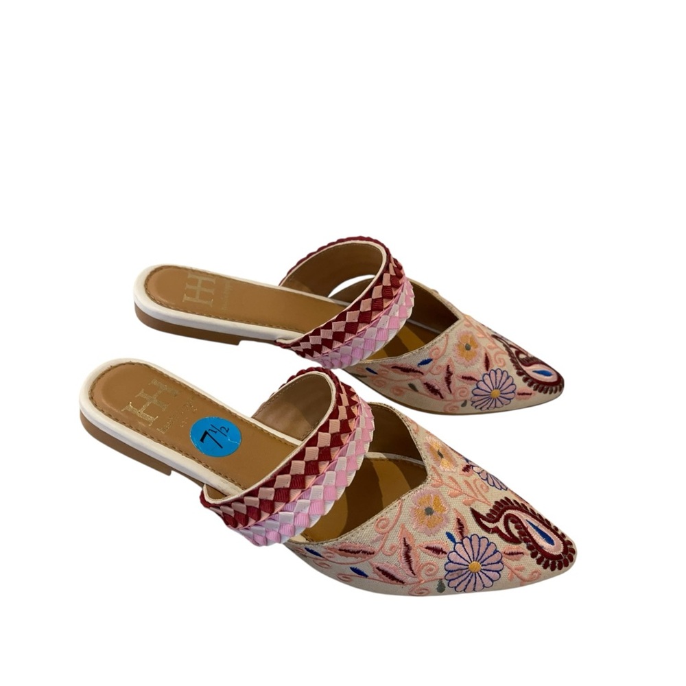 Haute Hippie 7.5 Embroidered Slip-On Mules New